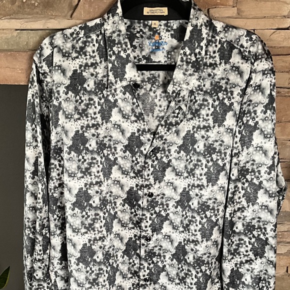 Karma Blu Modern Fit Inkspot Shirt Funky Indie Mod Flip Cuffs Black White XL - Picture 2 of 7